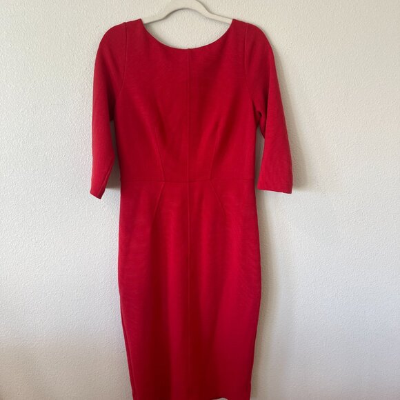 Boden Aurelia Ottoman Sheath Midi Dress Red 8 Long - Picture 2 of 4